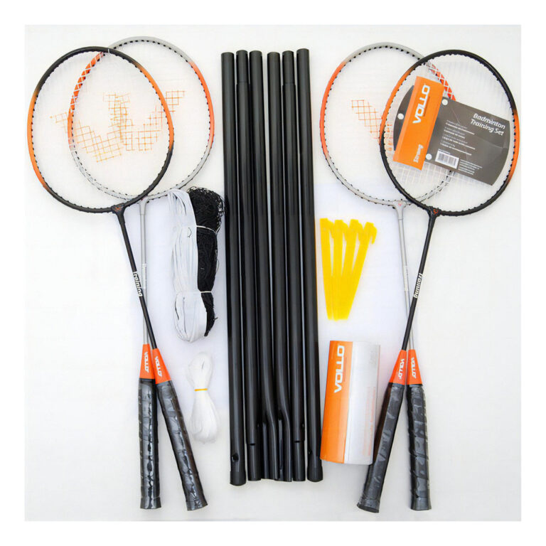 Kit Vollo Badminton Jogo de Grama e Areia com 4 Ra