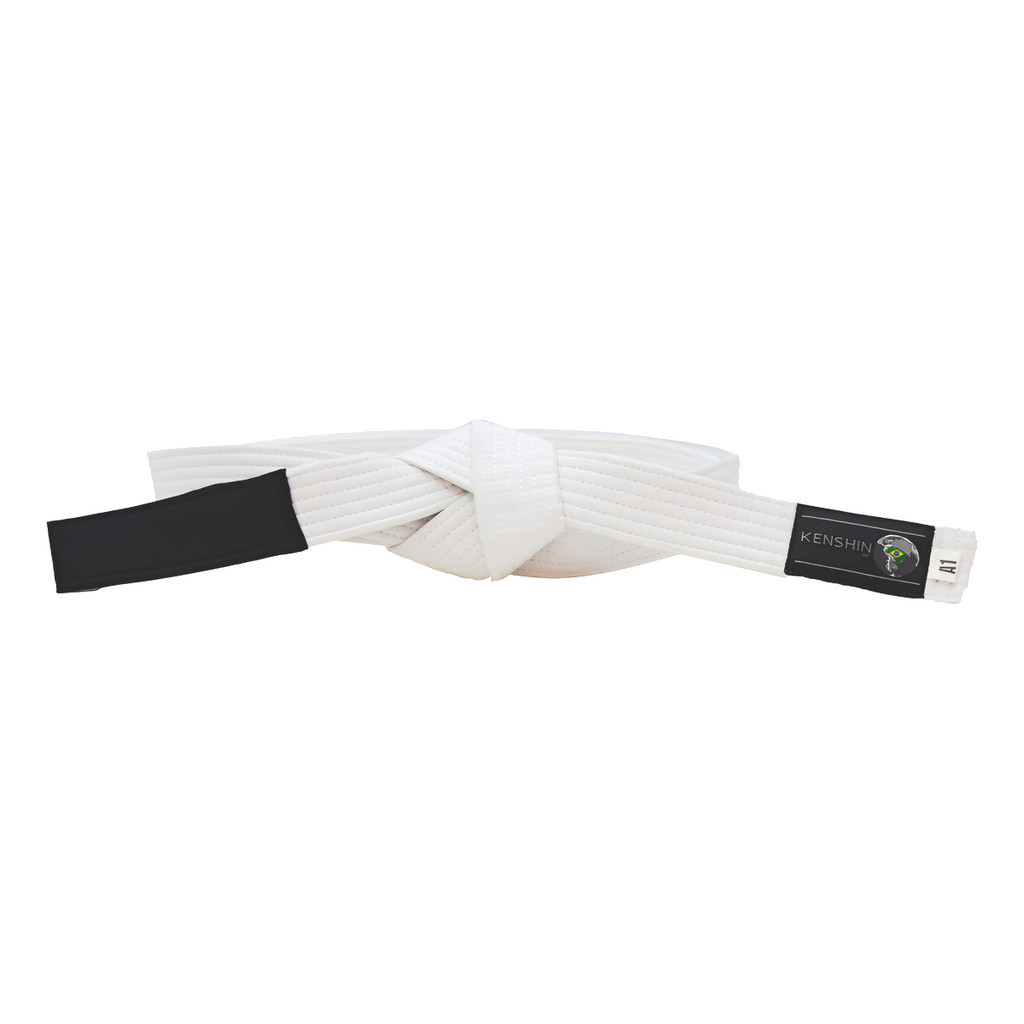 Faixa Jiu-Jitsu Kenshin Adulto Tradicional C/ Ponta Preta  100% Algodão Premium