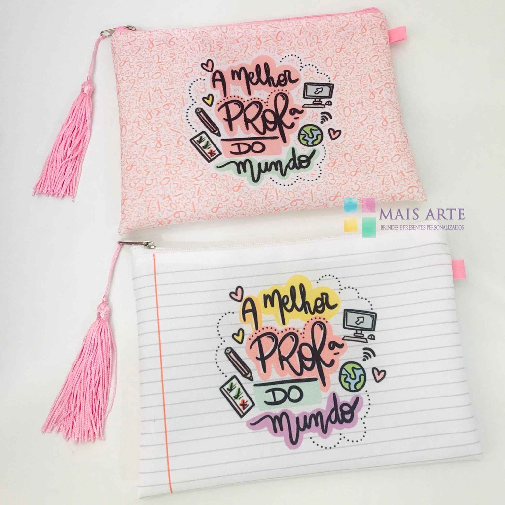 2 necessaires dia dos professores,rosa/branco