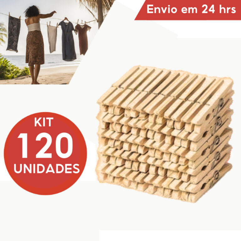 Kit 120 Prendedor Pregador de roupas de madeira Pe
