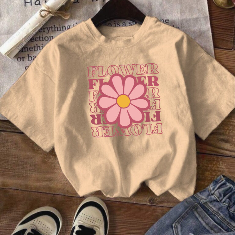 Blusa Feminina Juvenil Manga Curta Over Flower Tam