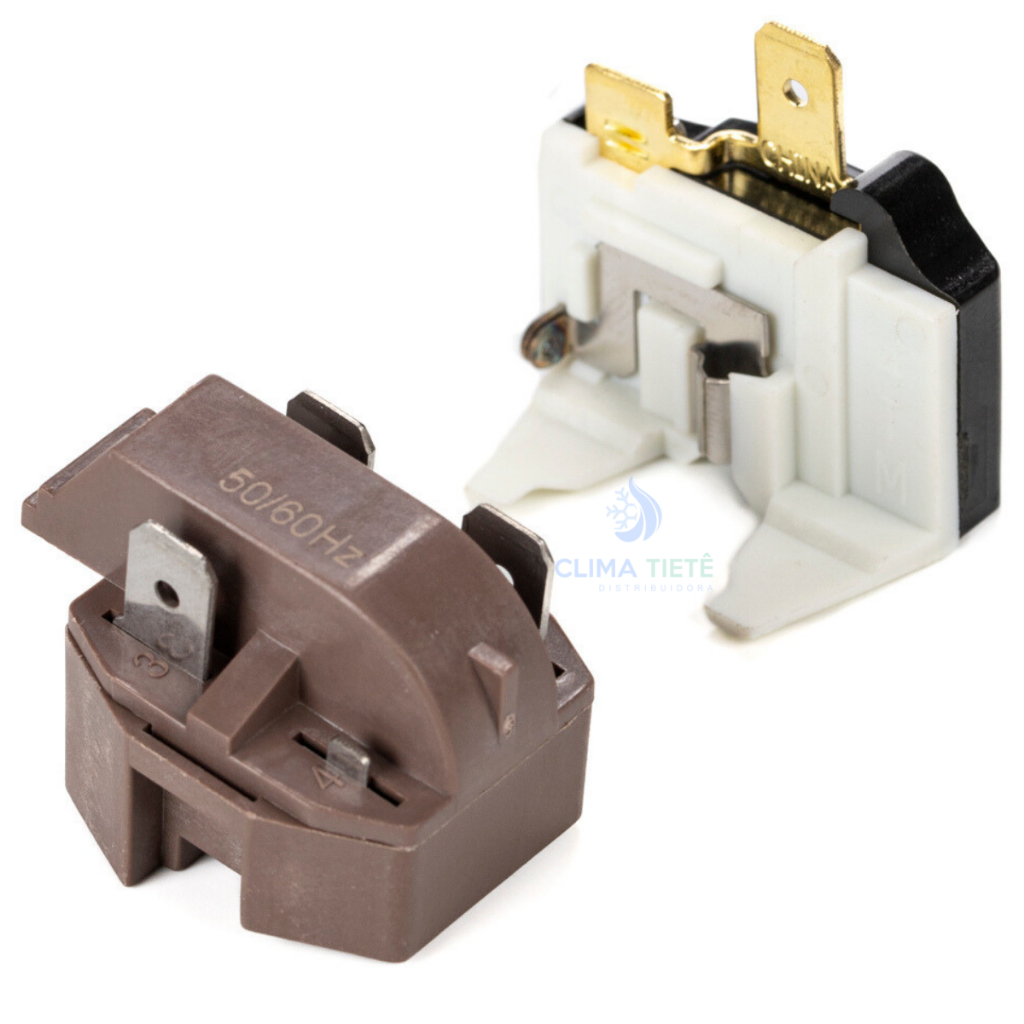 Kit Rele PTC e Protetor Termico 110v 127v Universal Para Motor de Geladeira Bebedouros Freezers 1/4