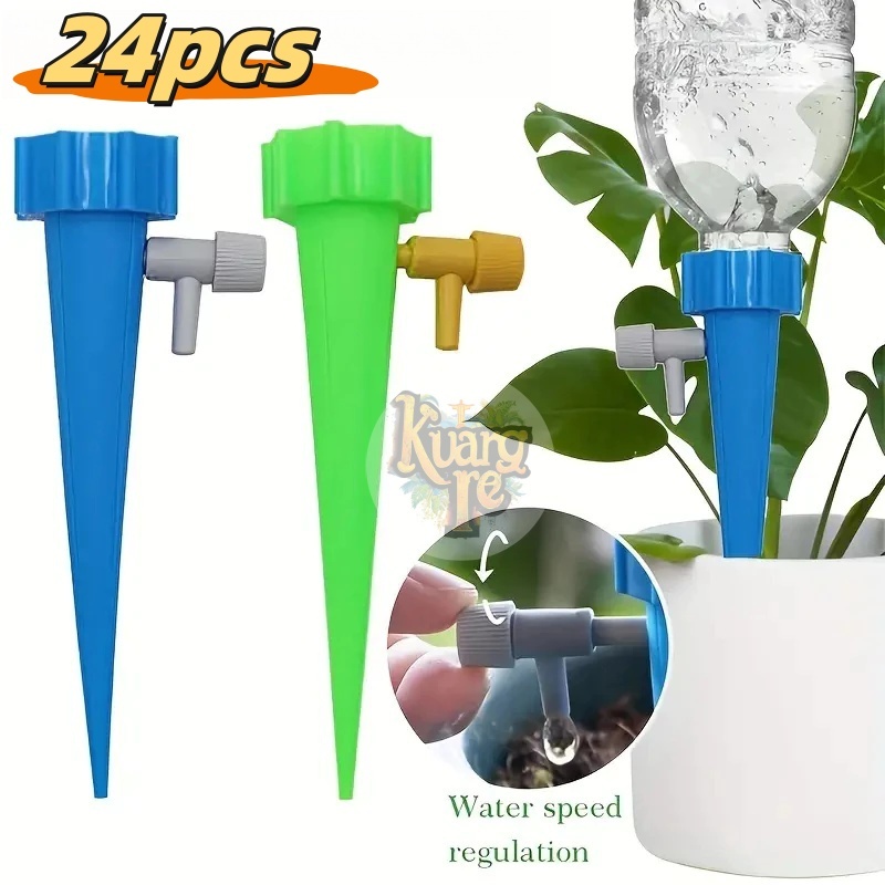 Kit Com 12/24 Gotejador Irrigador Acoplável Em Garrafa Pet Jardim Dosador Vaso Em Garrafa