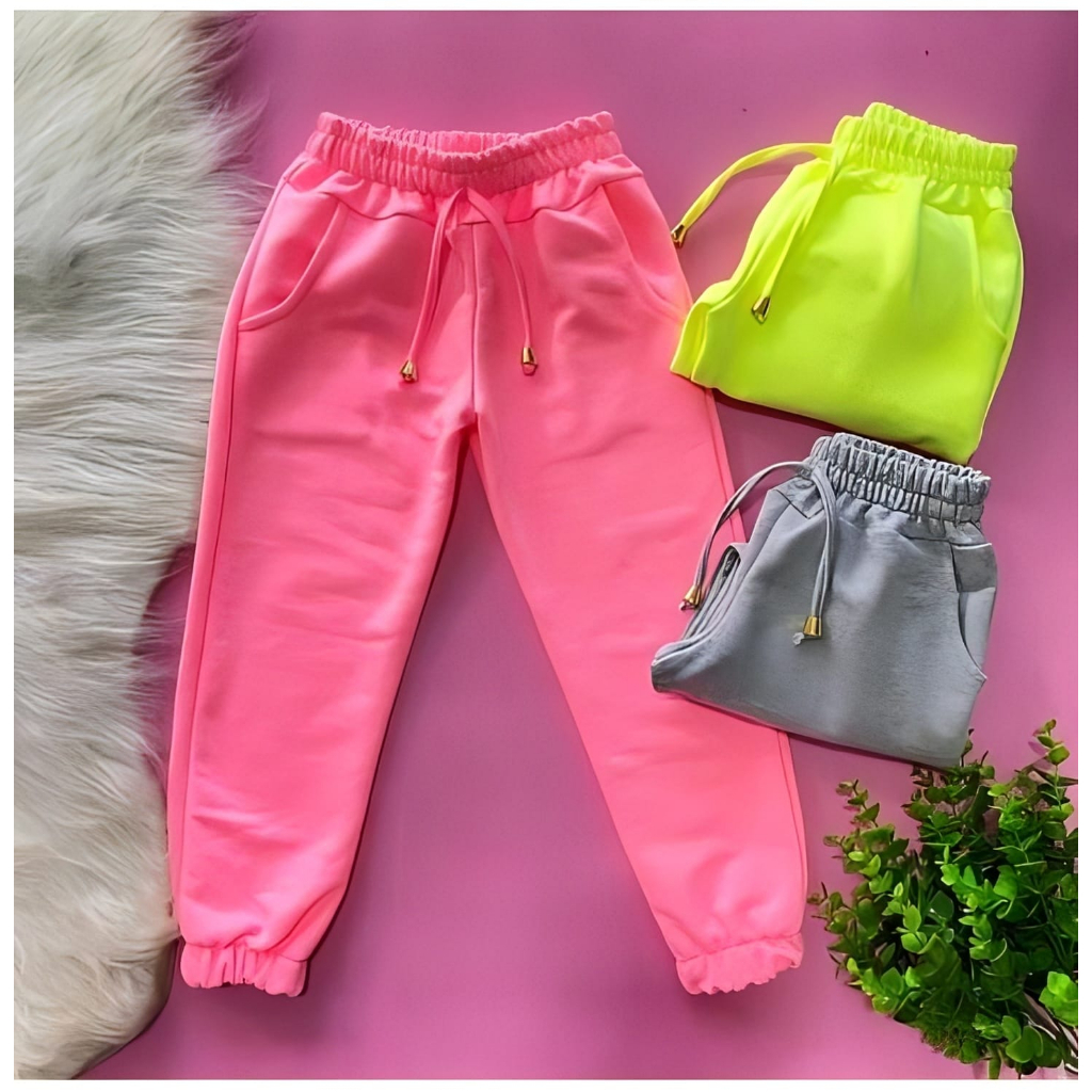 Calça Infantil de Menina Moda Inverno Cadarço Dourado Pronta Entrega Moda Blogueira