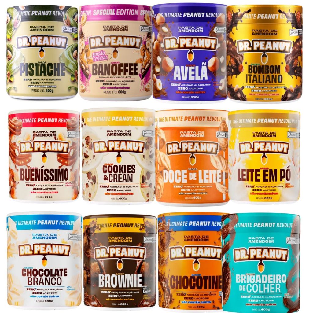 Pasta de Amendoim Dr Peanut Novos Sabores com Whey Gourmet 600g Deliciosa Nutritiva