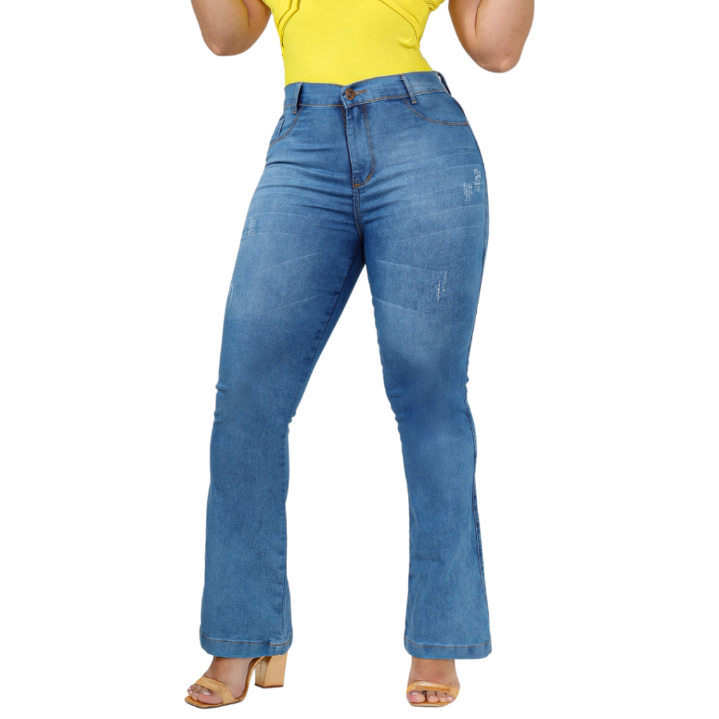 Calças Jeans Flare Feminino com Elastano Modelagem que Levanta o Bumbum e Garante Conforto
