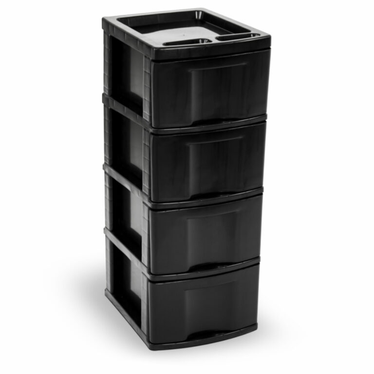 Gaveteiro Plástico Organizador Preto Com 4 Gaveta