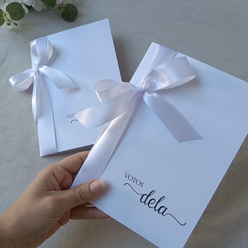 Par de Caderno de Votos dos Noivos de Casamento Laço de Cetim – Pronta Entrega (Modelo Padrão)