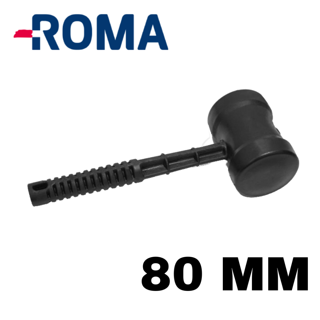 Martelo de Borracha 80mm Preto ROMA | Alta Precisão e Proteção de Superfícies