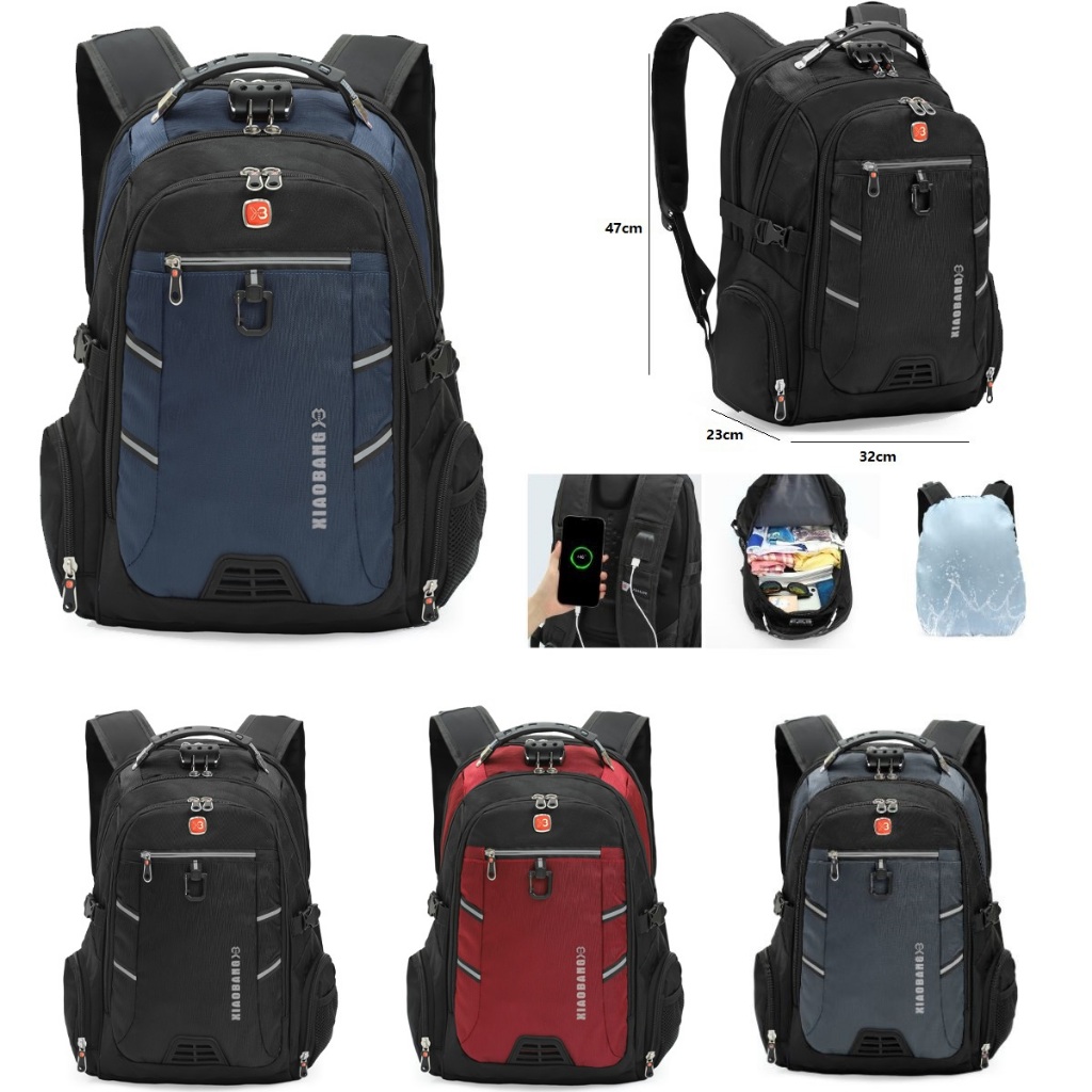 Mochila Notebook Antifurto Executiva Resistente Reflexiva C/ Saída Usb C/ Capa de Chuva