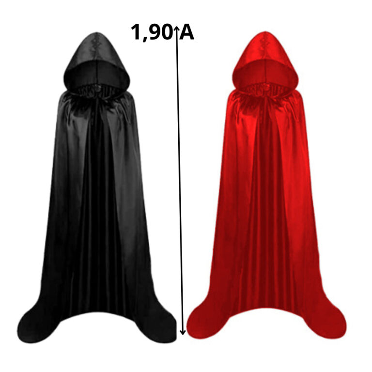 Capa De Bruxa Vampira Drácula Preta Vermelha Drá