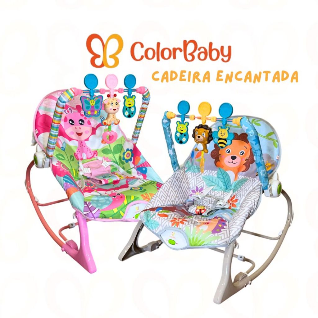 Cadeira de Descanso e Balanço Encantada para Bebê – Vibração e Músical – Portátil 18kg – ColorBaby