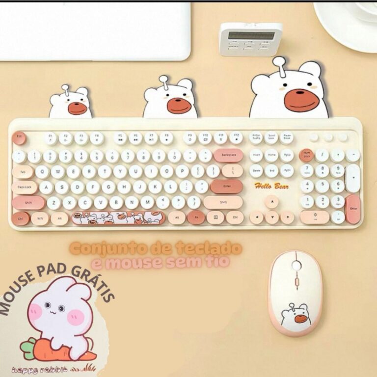 Teclado e Mouse Sem Fio Kit Hello Bear Geezer 2.4G