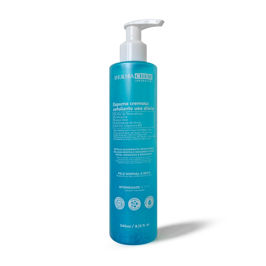 Espuma Cremosa Esfoliante Facial 240ml Renovação Hidratação e Maciez da Pele Com Aloe Vera Dermachem