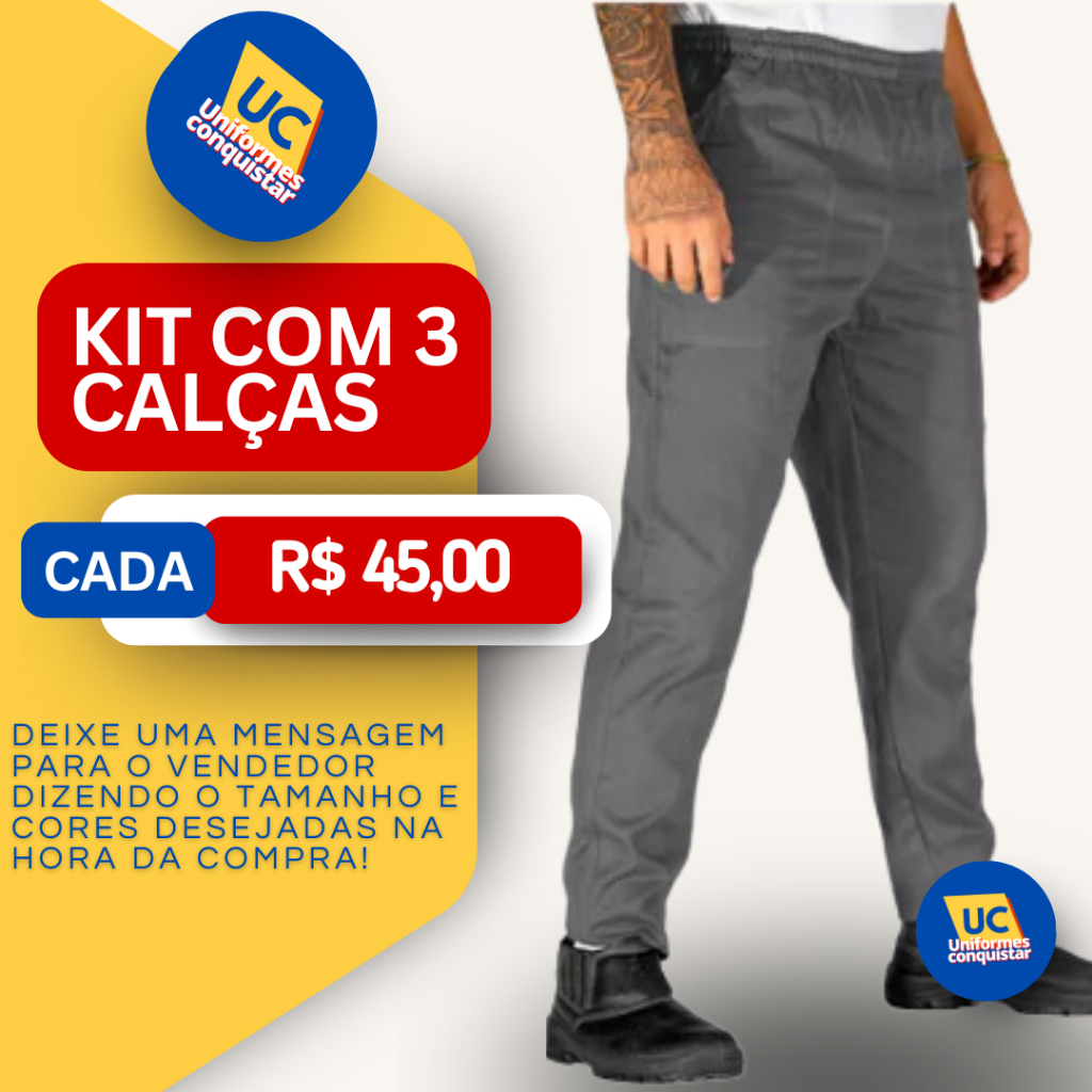 KIT COM 3 CALÇAS DE BRIM PESADO  A ESCOLHA INTELIGENTE DE QUEM TRABALHA DURO