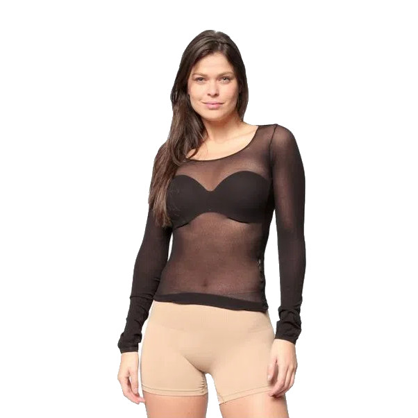 Blusa Segunda Pele Manga Longa Decotada Fio 40 Sel