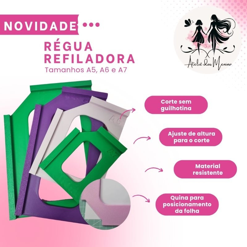 Régua Refiladora Base de Corte A4 para A5, A6, A7 e Slim 11×21  Papelaria e Encadernação
