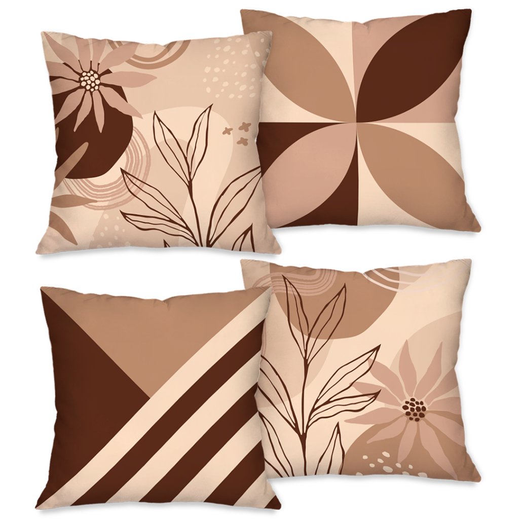 Kit com 4 Capas para Almofadas Decorativas 45X45 cm / Feliz Natal / Home