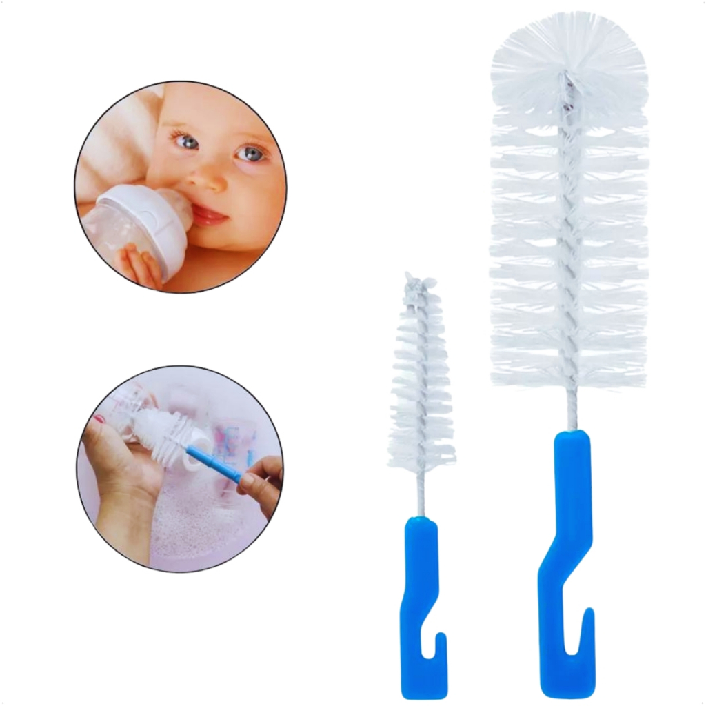Kit Escova Mamadeira Bico Fácil Higienização Menino Menina