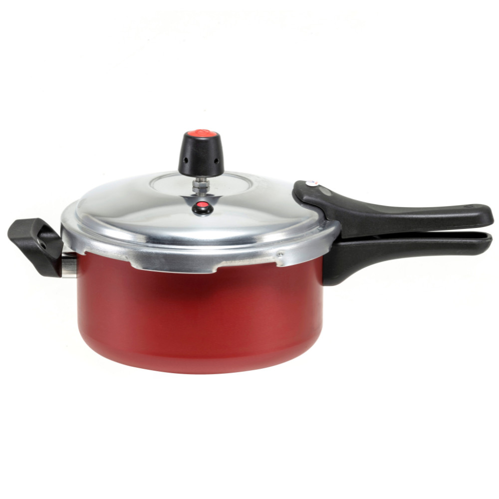 Panela de Pressao 3 Litros Fechamento Externo Pequena Aluminio Antiaderente Vermelho com Selo Inmetr