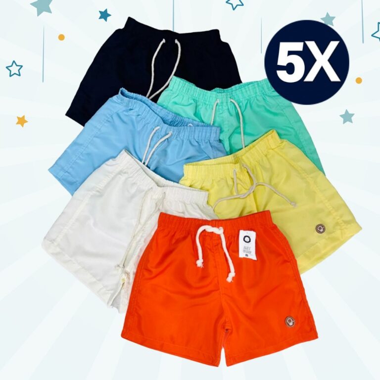 Kit 5 Bermudas Tactel Infantil Juvenil Meninos Sho