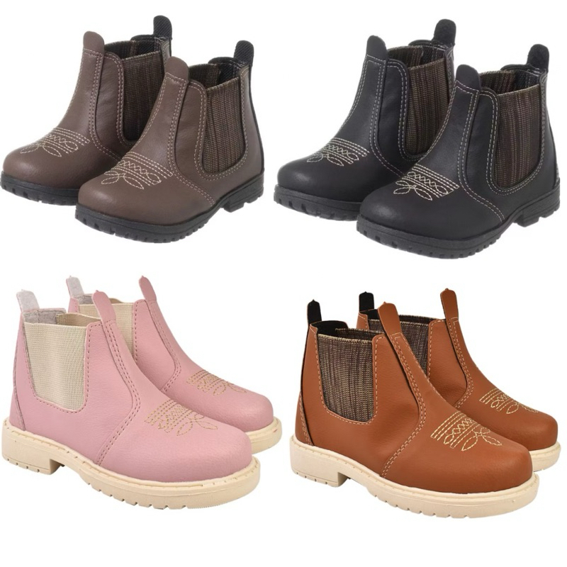 Bota Jeca Infantil Menino Botinha Jequinha Confortavel Leve Rodeio Cowntry