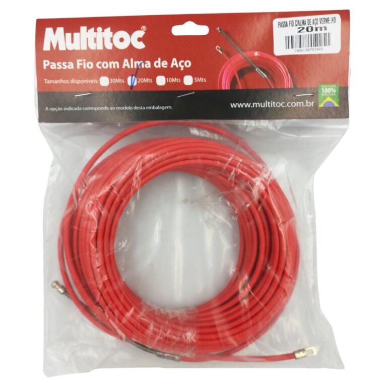 Passa Fio 20 metros Vermelho Multitoc