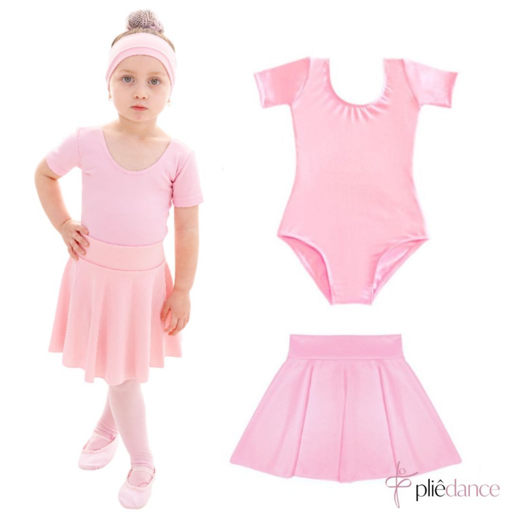 Body Ballet Infantil e Saia de Cós Hellanca 2 Itens