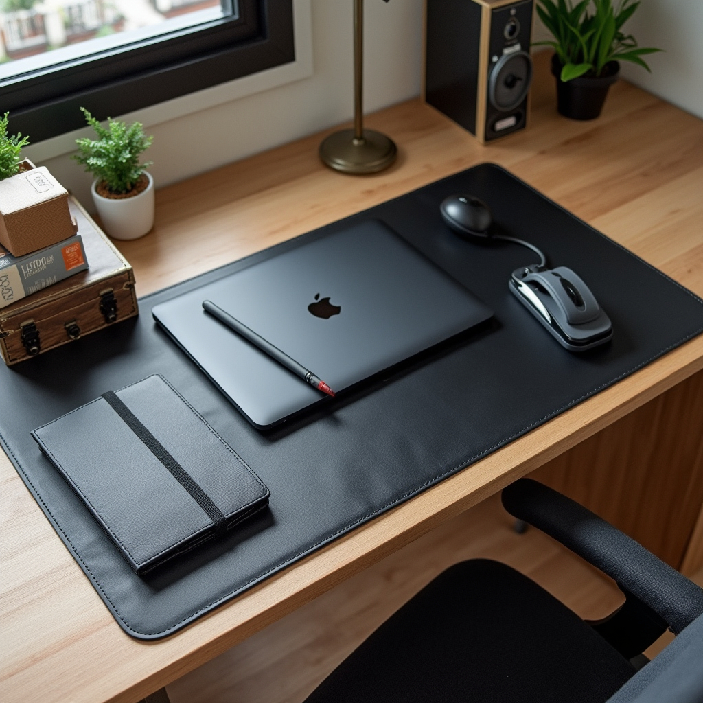 MousePad DeskPad 90x40cm Couro Sintético Borda Costurada Tapete Mesa Mousepad Grande Escritório Home