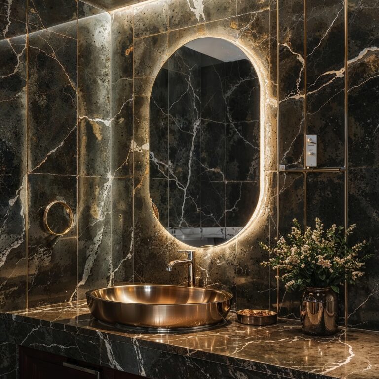 Espelho Grande De Parede Oval Com Led Moldura Cour