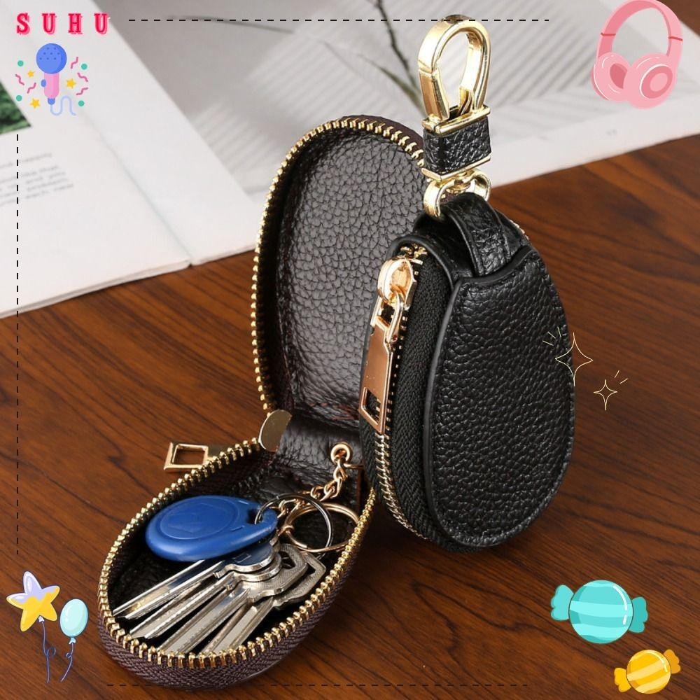 Porta-Chaves SUHU , Em Couro Com Zíper Para Carro , Bolsa Universal Hook Classic Coin Purse Men Wome