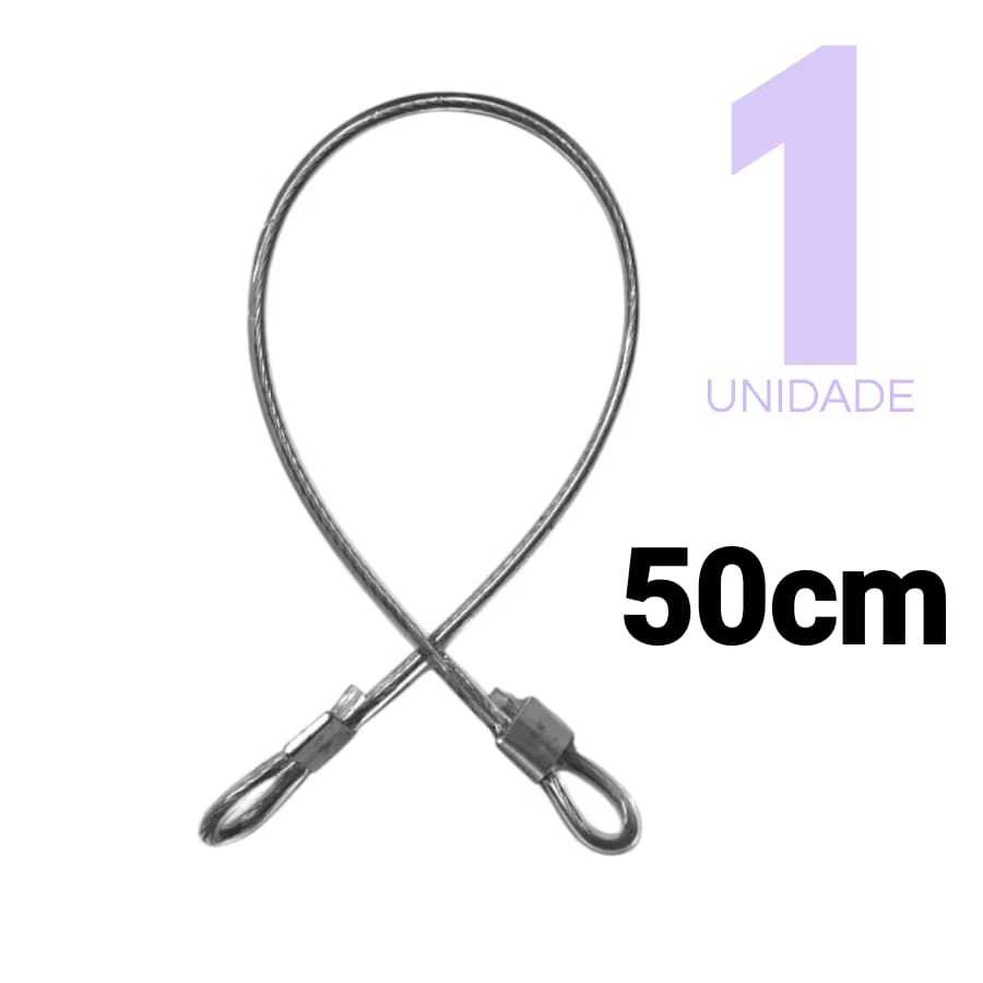 Lacre em cabo de aço revestido pvc com 50cm para malas mochilas bagagens capacete