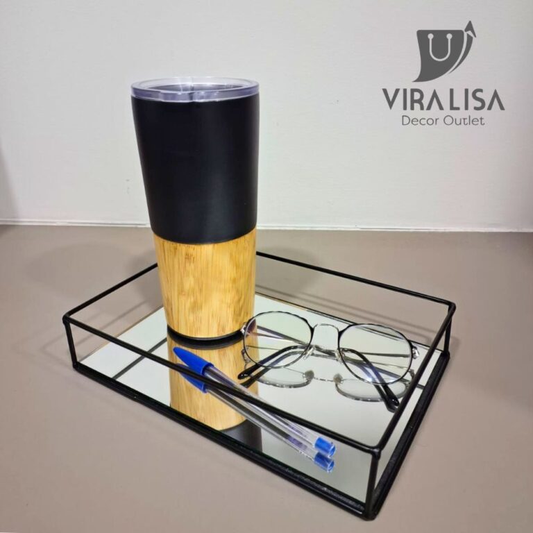 Bandeja Retangular Decorativa Espelhada/Marmorizad