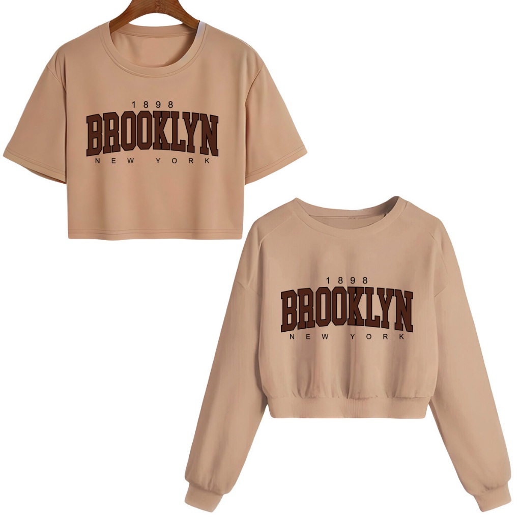 Kit Blusinha Cropped Algodão+Moletom Cropped Casaco Frio Brooklyn
