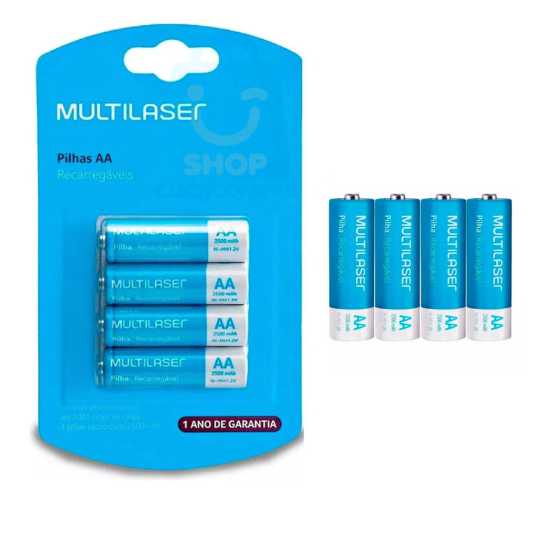 Pilhas AA Recarregável Multilaser 2500Mah Blister