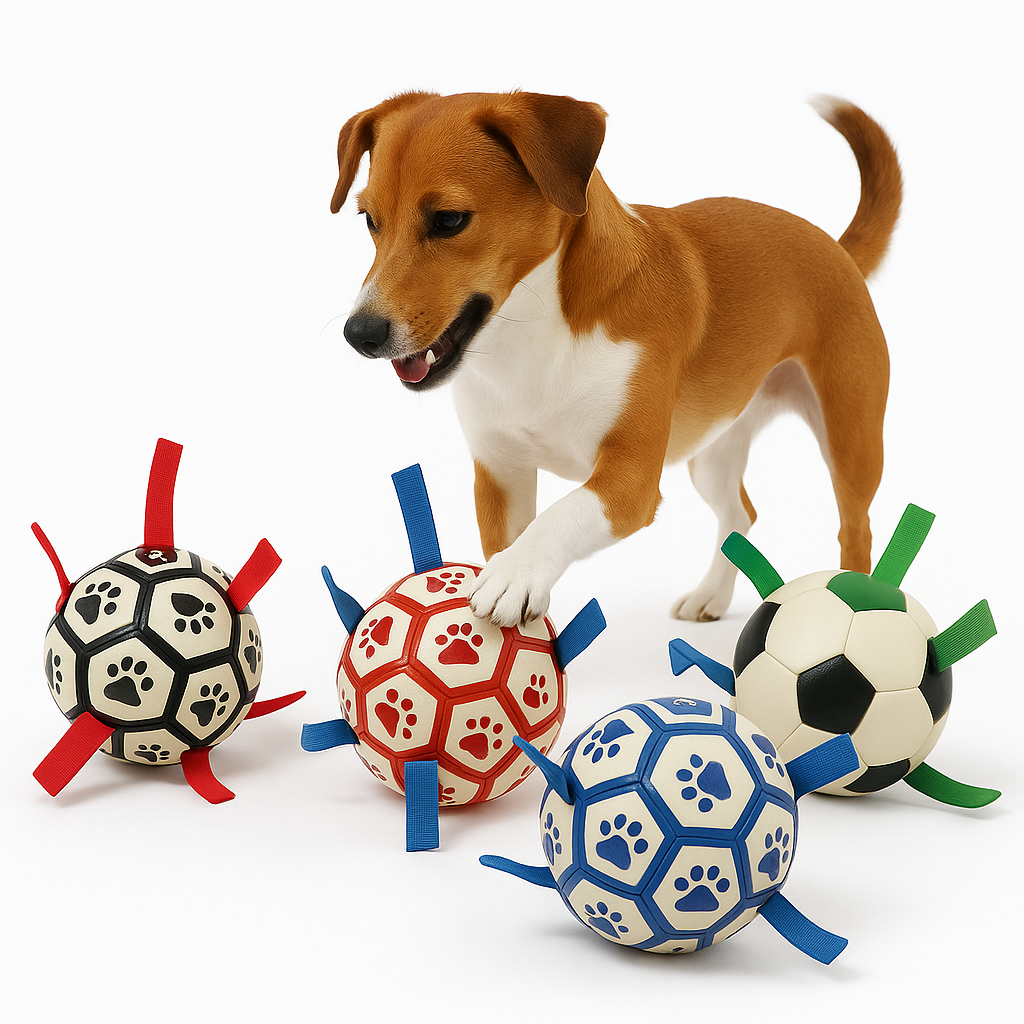 Brinquedo Bola Futebol Oval Pet Mordedor Cachorro Alças resistente