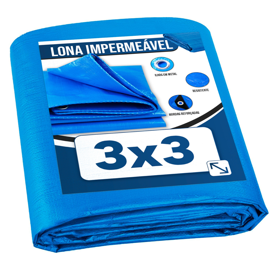 Lona Plástica de Proteção Cobertura Impermeável Azul 3×3 mts