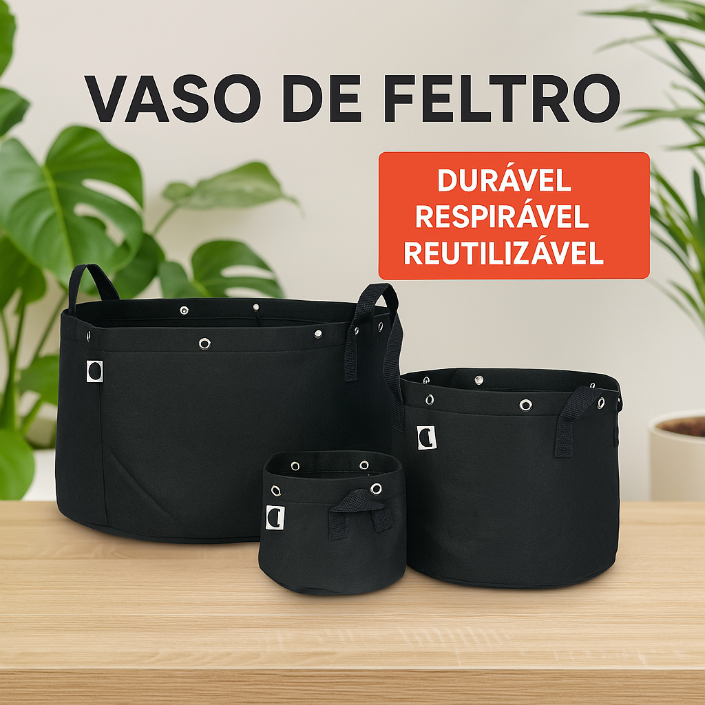 Vaso Feltro leds indoor Cultivo Drenagem Jardinagem Planta Flores – Casa Jardim  – 4, 8, 12, 15, 19,