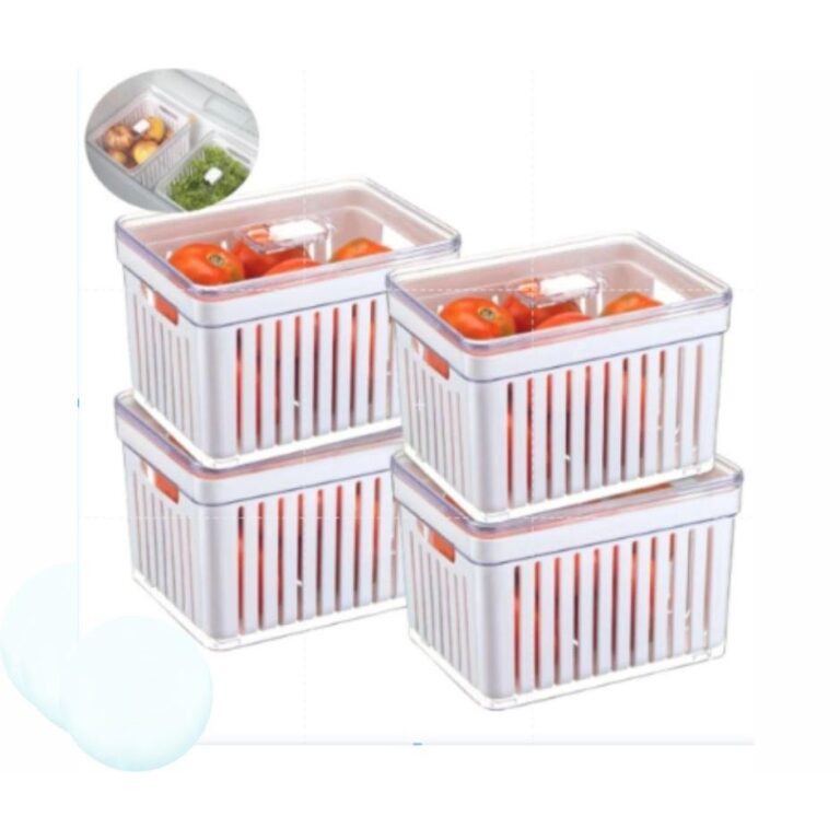 Kit 04 Organizadores de Geladeira 3,8L Cesto Tampa