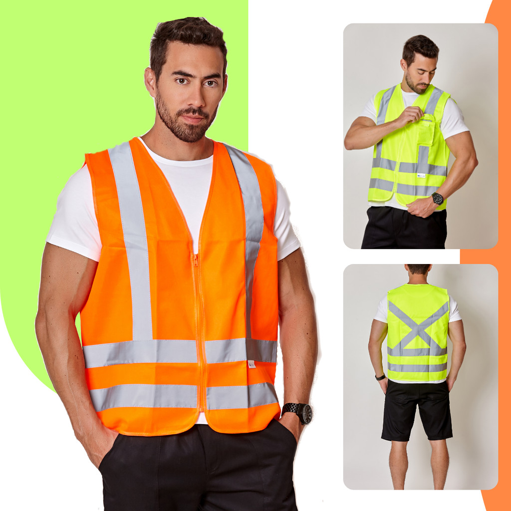 Colete De Segurança Refletivo Faixas Refletivas Com Bolso Sinalização Amarelo Laranja Epi para Full