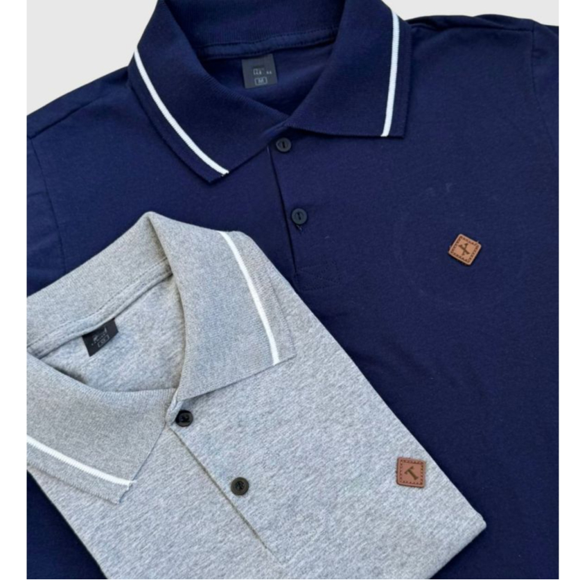 Kit 2 Camisa Polo Masculina 100% Algodão Lisa Básica malha fria  Várias Cores.