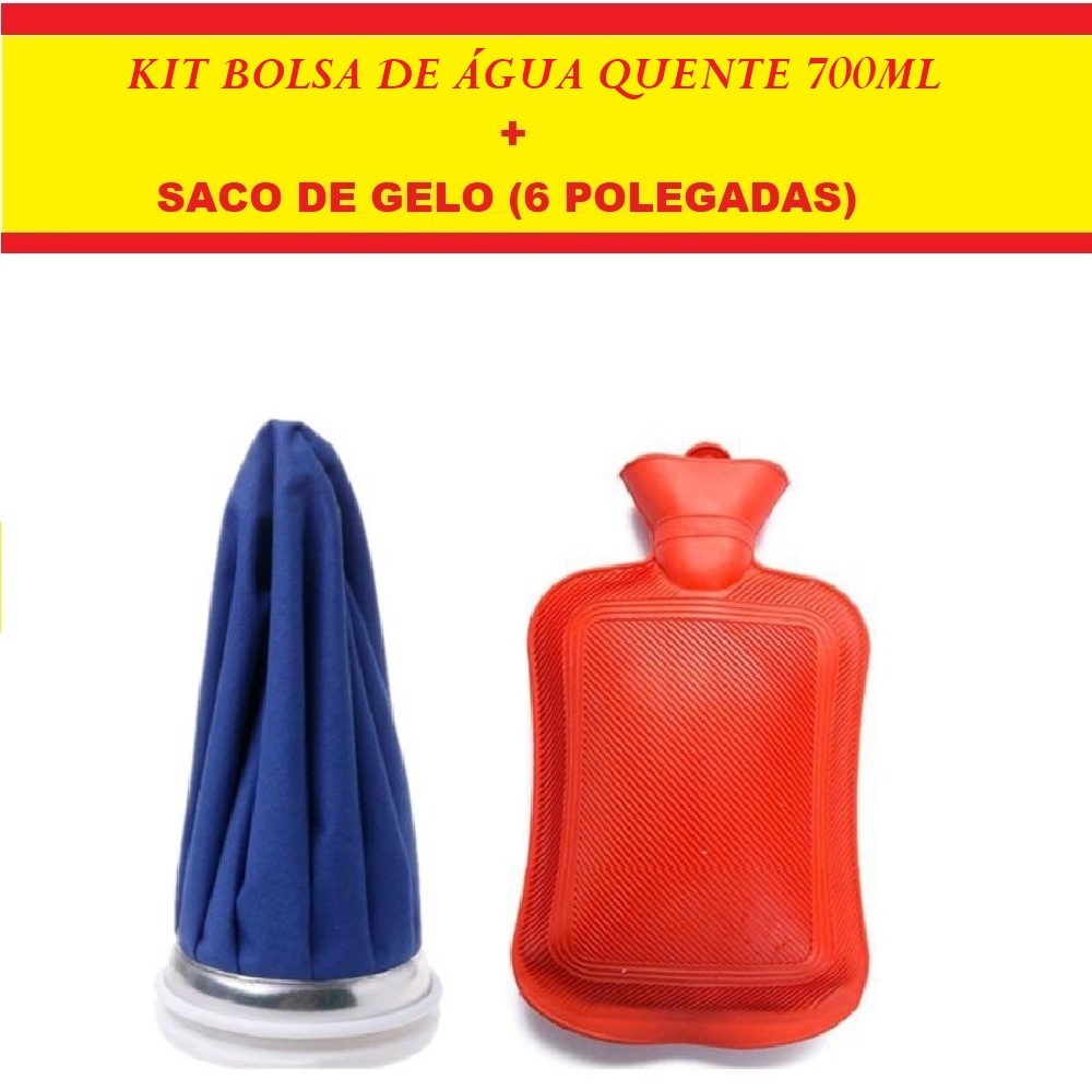 Kit Tratamento Bolsa De Água 700ML Quente E Compressa Gelo 6 Polegadas Para Dores Musculares