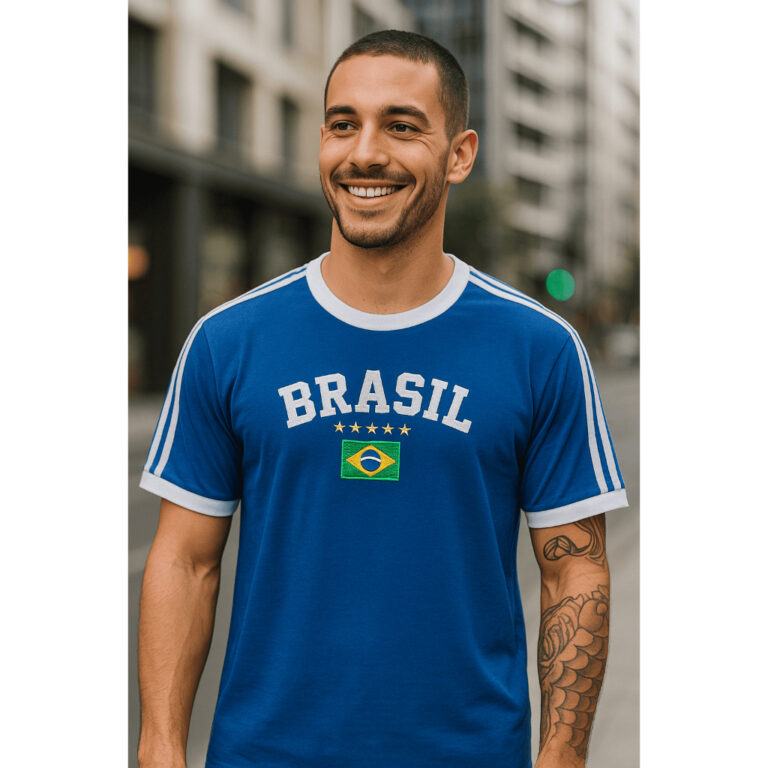 Blusa Retrô Brasil Bordada bandeira