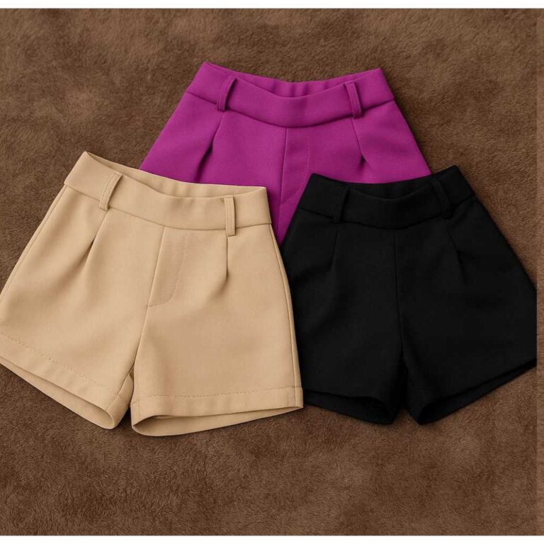 Kit 3 Short Infantil Feminino Alfaiataria   Elegâ