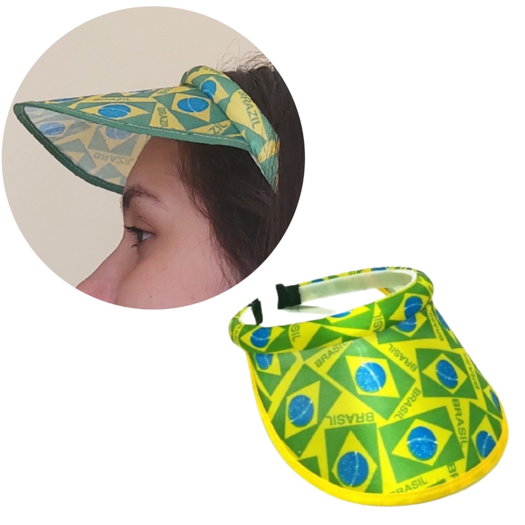 Kit 12 Viseiras Brasil Verde e Amarelo Estampadas | Boné Bandana Para Copa Jogos Torcida