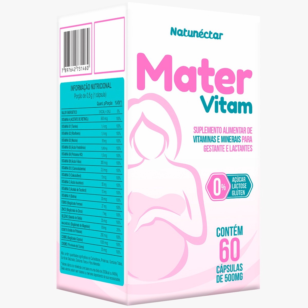 Mater Vitam 500mg – 60 cápsulas – Gestante Lactante Mamãe