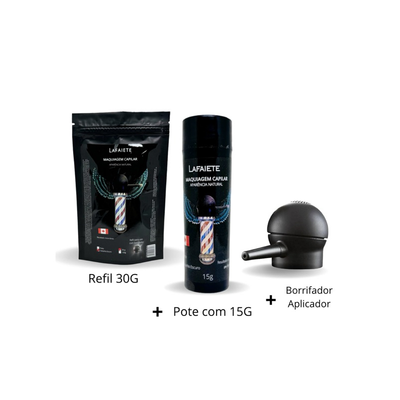 Corretivo de Falhas Capilar Lafaiete Pote 15g+ Refil 30g+ Borrifador Aplicador Queratina em Pó
