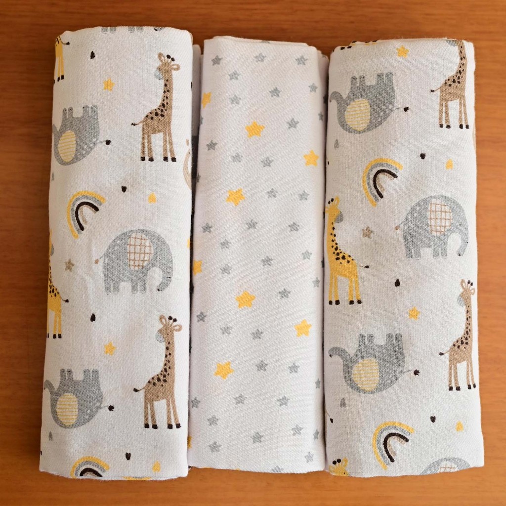 Cueiro 03 Unidades 50 cm x 80 cm Flanelado Bublim Petit