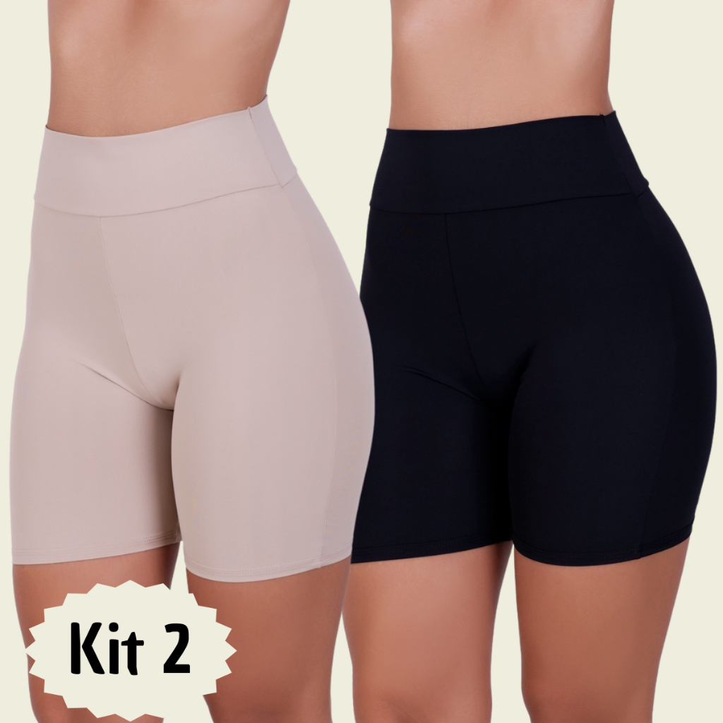 Kit 2 Short Anágua Liso Segunda Pele Feminino Microfibra