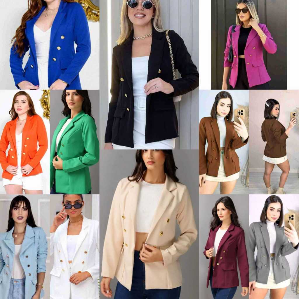 Blazer Feminino Casaquinho Alfaiataria Casaco Social Com Botão Lindo Super Envio